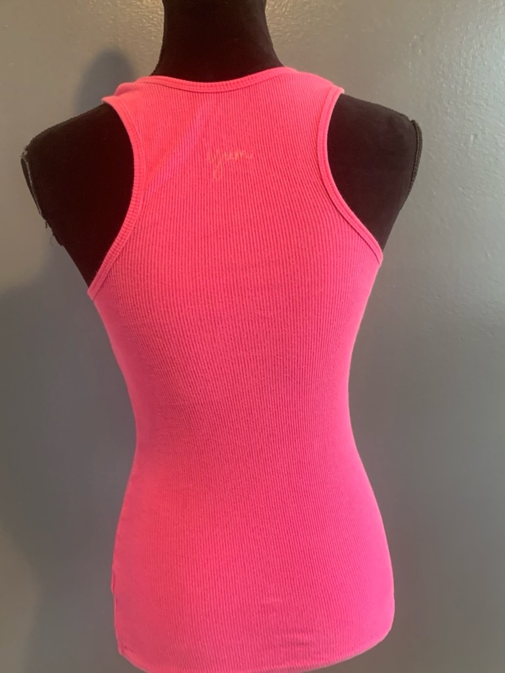 Delicious Hot Pink Ribbed Tank with Script Logo - Picture 5 of 6